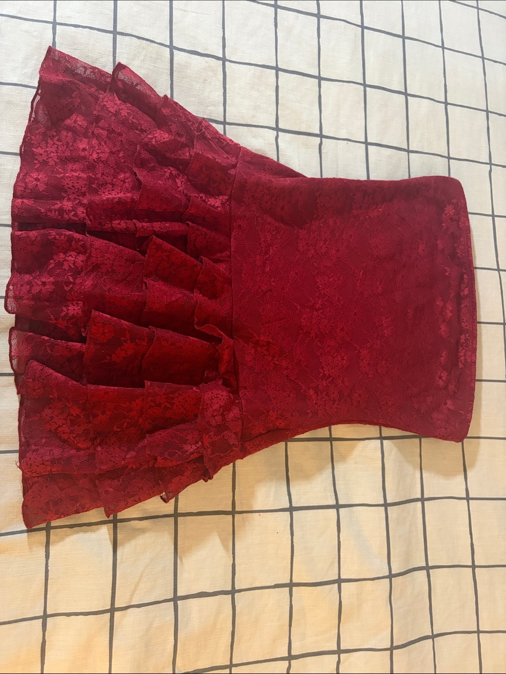 SHEIN Red Lace Ruffled Mini Skirt BUILT IN SHORTS